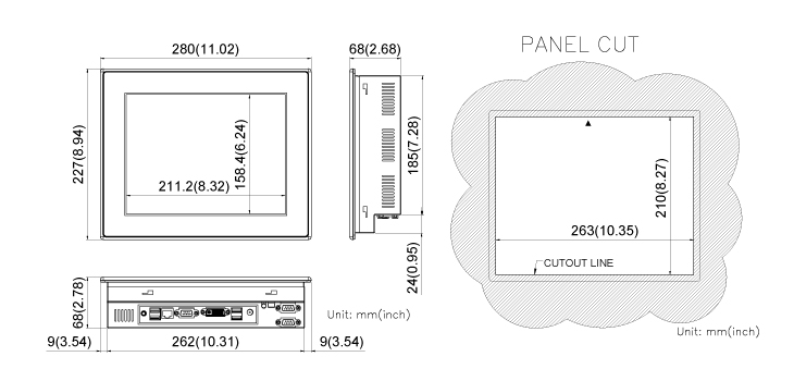 COMFILE CUPC CPCV5-104WF Dimension